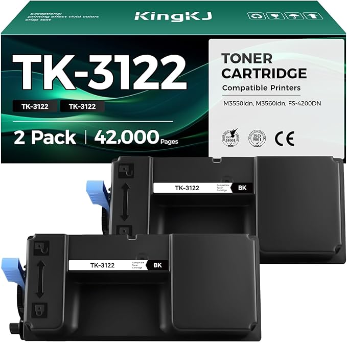 TK-3122 TK3122 Toner Cartridge Black 2-Pack High Yield Replacement for Kyocera TK-3122 TK3122 Toner Compatible with Kyocera ECOSYS M3550idn M3560idn FS-4200DN Printer Copy Ink 1T02L10US0 21,000 Pages