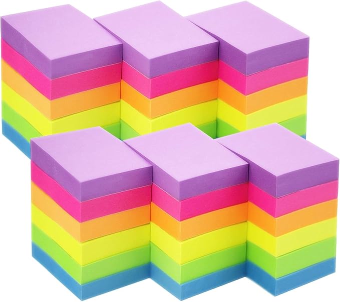 Early Buy Sticky Notes 1.5 x 2 Inch, 36 Pads Bulk, 100 Sheets per Pad - 6 Assorted Bright Colors, Neon Tones