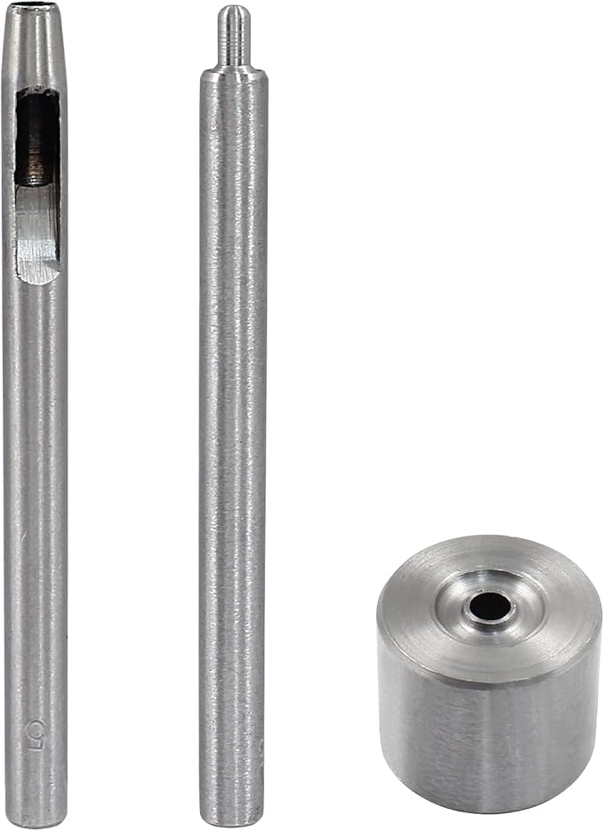 Litoexpe Eyelet Hole Punch Die Tool, 5mm Grommet Setter Hollow Punch (Includes Base & Ram) for Leather Craft Clothing Handbag Fabric Curtain DIY