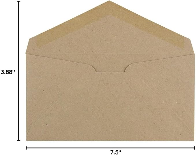 JAM PAPER Monarch Premium Envelopes - 3 7/8 x 7 1/2 - Brown Kraft Paper Bag - Bulk 250/Box