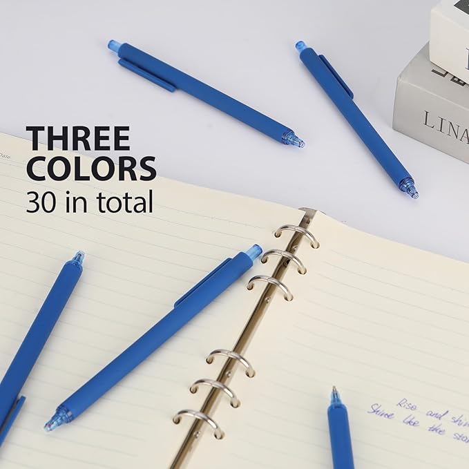 WY WENYUAN Pens Bulk, 30-Pack Blue Ballpoint Pens (1.0mm Medium Point) - Smooth Writing No-Smear Click-Type Bulk Pens for School,Corporate,Journals