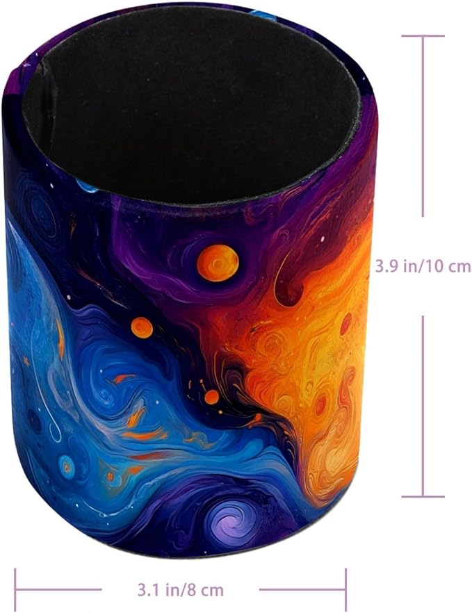 Leather Pen Holder for Desk Abstract Universe Galaxy Pencil Cup Desktop Organizer Makeup Brush Holders Office Supplies for Home, Kids & School