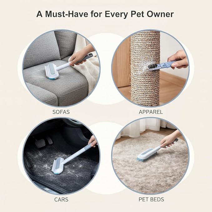 Quppa 4-in-1 Reusable Lint Brush Pet Hair Remover,Multi-Functional Washable Pet Hair Removal Tool& Window Screen Cleaner,Dog&Cat Hair Reusable Removal Broom for Furniture
