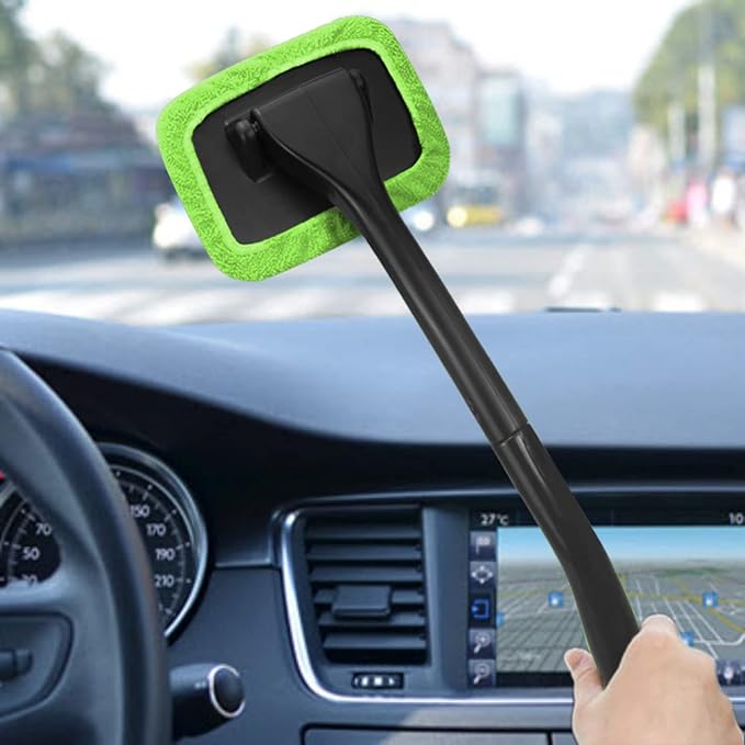 SoSickWithIt Car Windshield Cleaning Tool, Windshield Cleaner with 4 Washable and Reusable Microfiber Pads and Extendable Handle, for Auto Glass Wiper