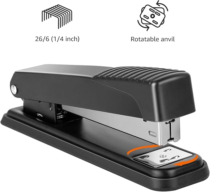 Amazon Basics Full-strip Metal Office Desktop Stapler, 20 Sheet Capacity, 3 Pack, Black