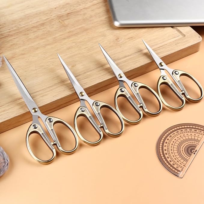 6.3" All Stainless Steel Office Scissors,Ultra Sharp Blade Shears,Sturdy Sharp Scissors for Office Home School Sewing Fabric Craft Supplies Multipurpose Scissor Brassy