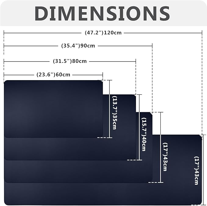 Desk Cover Mat Cute Desk Mat Pad Mat 35.4"x17" Laptop Mat for Desktop Computer Desk Pads on Top of Desks Non-Slip PU Leather Large Mouse Pad Office Desk Dark Blue Office Desk Accessories