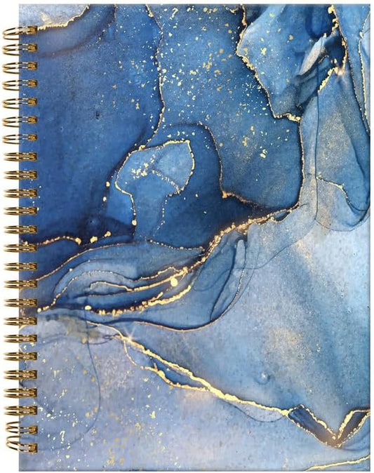 Spiral Journal Notebook,A5 Hardcover Lined Journals for Women Girl 6 x 8.3 in,120 Pages Thick Paper,Cute College Ruled Writing Notebook for Gifts Office Work School(Blue Marble)