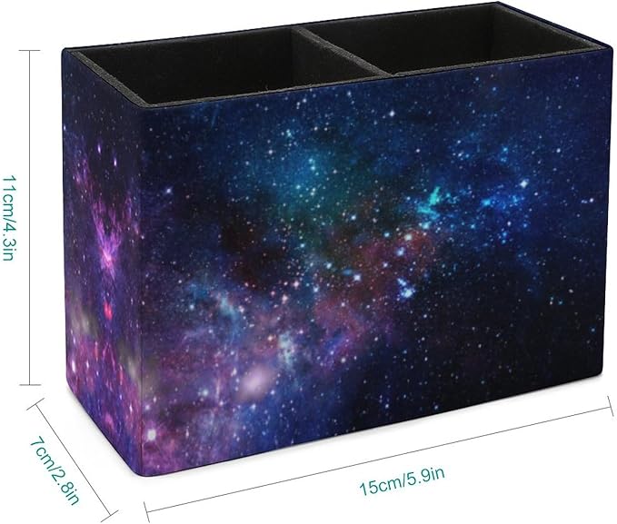 Pen Holder, Pencil Holder for Desk Organizer, Nebula Deep Space Galaxy PU Leather Pencil Cups Desktop Stationery Storage Makeup Brush Holder Pen Organizer for Office Home
