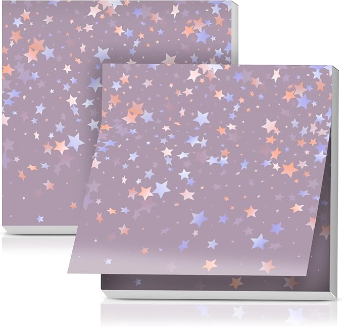 2 Pack Sticky Notes 3x3 Inches, Bright Cute Strong Sticking Power, Easy to Post for Home, Office, 80sheets/Pads, Shinning Stars
