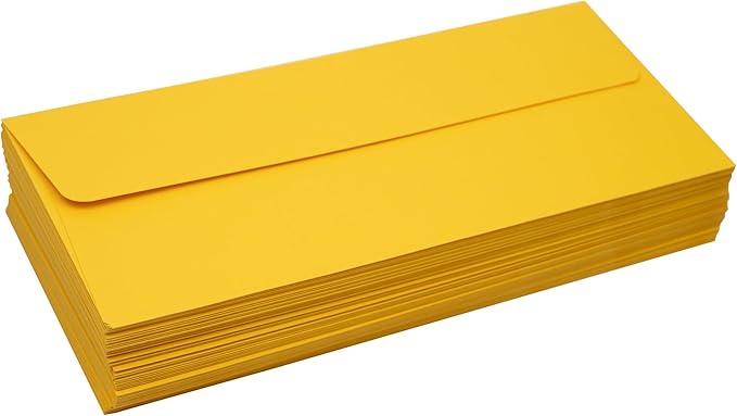 LUXPaper #10 Business Envelopes | Peel & Press | 4 1/8" x 9 1/2" | Sunflower Yellow | 80lb. Text | 50 Qty