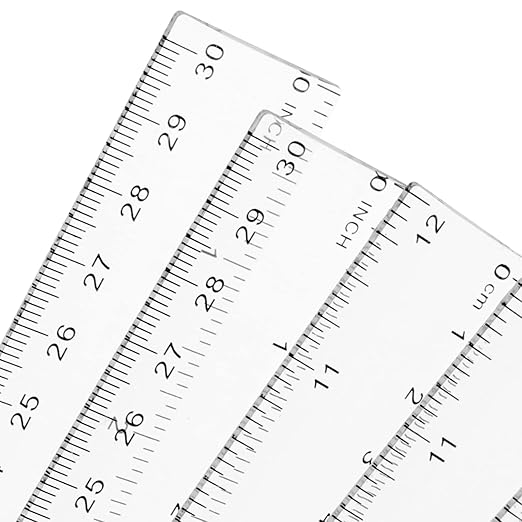 KEILEOHO 200 Pack 12 Inch Clear Plastic Ruler, Bulk Standard/Metric Straight Rulers, Transparent Rulers Measuring Tool for Classroom, Home, Office, Craft Room