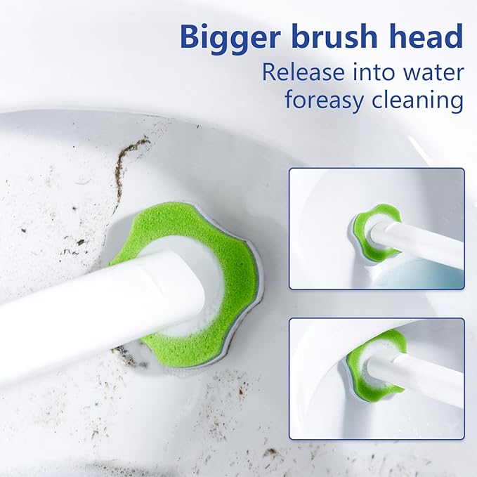 Disposable Toilet Brush,Toilet Bowl Brush and Holder Set with 30 Magic Sponge Eraser Wand Refills, Wall Mounted Cleaning Brush for Bathroom Toilet (Toilet Brush Set,1 PCS)