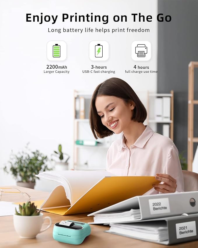 Phomemo Label Maker, M220 Thermal Label Printer, Portable Bluetooth Wireless Inkless 3 Inch Barcode Printer, Great for Home, School & Office, Compatible with Phone, PC, with 3 Label