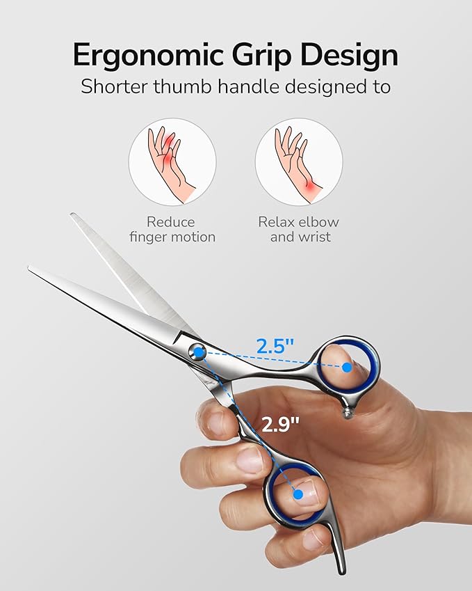 Hair Cutting Scissors, ULG Professional Hair Scissors 7.5 inch Right-Hand Razor Edge Barber Shears Salon Hair Cutting Shears Made of Japanese Stainless Steel, Hand Sharpened Blue