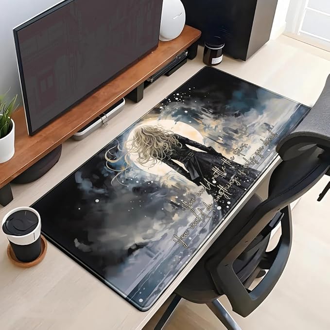 Dark Magic Large Mouse Pad Gaming MTG Playmat Original Paint Desk Mat Adventure Extended Mousepad Art Long Mouse Pads XXL, Cool Desk Pad for Keyboard with Stitched Edges 31.5" X 15.7 "