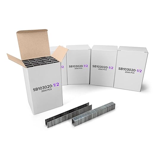 IDL Packaging Heavy Duty Staples for Pneumatic Stapling Plier SP50-10B-A, 1/2" x 1/2" x 0.128" (5 Boxes, 12500 pcs) - High-Tensile Stainless Steel