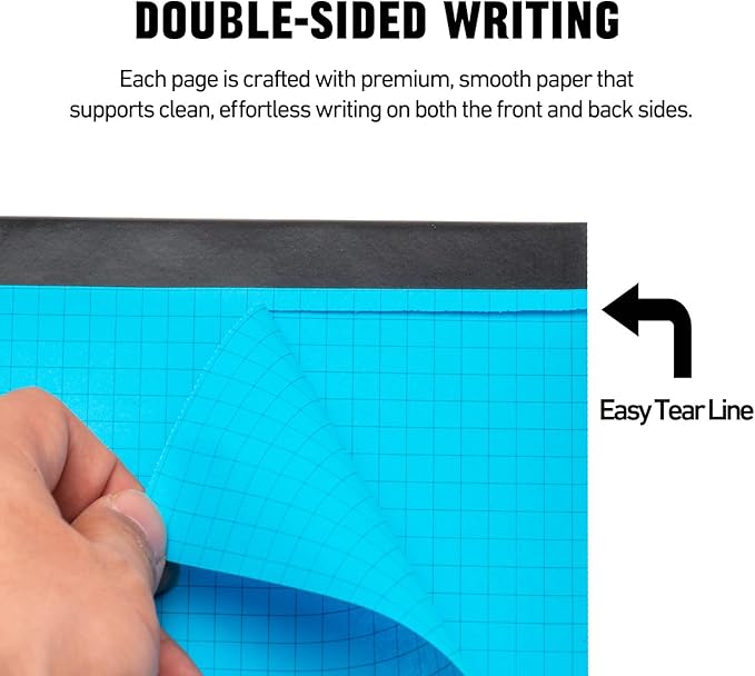 Colored Graph Paper Pad 8.5 x 11 Inches 7 Pack,30 Sheets Grid Notebook 4x4 Graph Ruled 7 Colors High Brightness Neon Pads Easy Tears Off 75 GSM/19 LB Paper for School,College,Office,Business