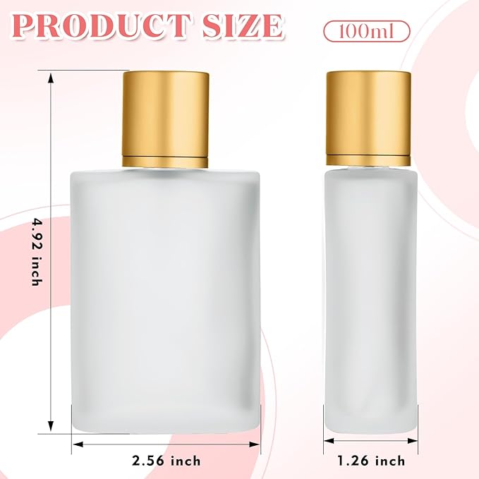 Tessco for you 12 Pcs 3.4 Ounces Perfume Bottles Empty Frosted Glass Spray Bottles 100ml Refillable Atomizer Perfume Dispenser Fine Mist Atomizer Cosmetic Make up Container(Gold)