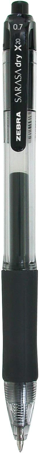 Zebra Pen Sarasa Dry X20 Retractable Gel Pens, 0.7mm Medium Point, Black Ink with Rapid Dry Ink Technology, Ideal for Office Supplies and School Supplies, 36-Pack (46136)