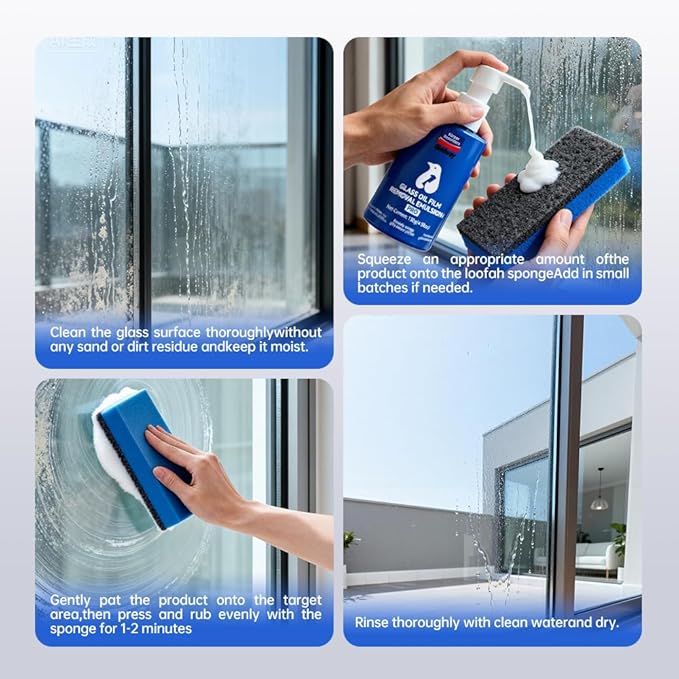 Glodway Glass,Mirror and Window Cleaner for Auto and Home Cleans,Streak-Free,Ammonia-Free,Tint-Safe,4.58 OZ (2 Pack)