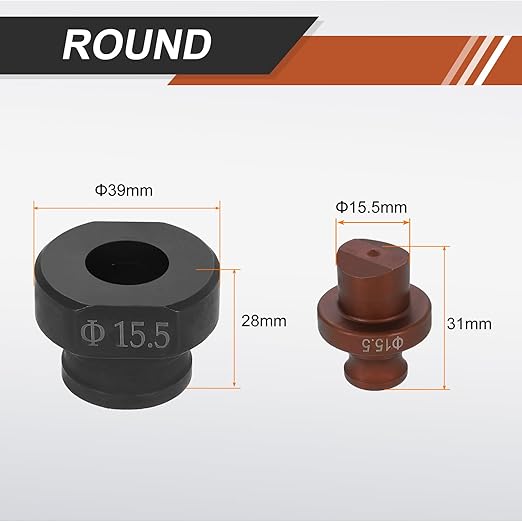 HARFINGTON Hydraulic Hole Punch Die 15.5mm Round Hole 40Cr Steel Electric Punching Kit for MHP-20 JP-20 Electric Punching Machine, Burgundy & Black