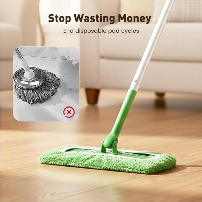 Reusable Mop Pads, Reusable Microfiber Mop Pads Compatible with Sweeper Mops, Replacement Wet Mopping pad Refills & Washable Dry Sweeping Cloths for Surface/Hardwood Floor Cleaning (Blue-6PCS)