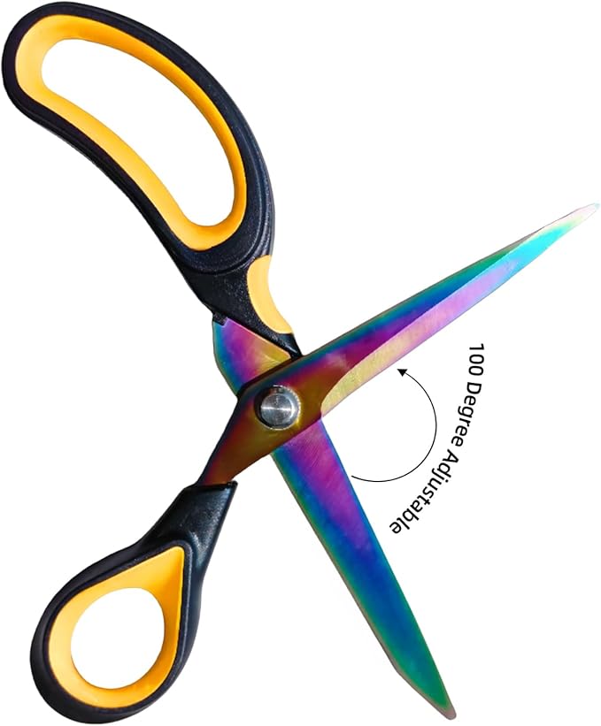Scissors All Purpose, 9.5 Inch Premium Stainless Steel Scissors Heavy Duty Titanium Coating Sewing Fabric Scissor Cutting Fabric Leather, Hand Cutting Tools for Office, Home, School, Sewing and Crafts