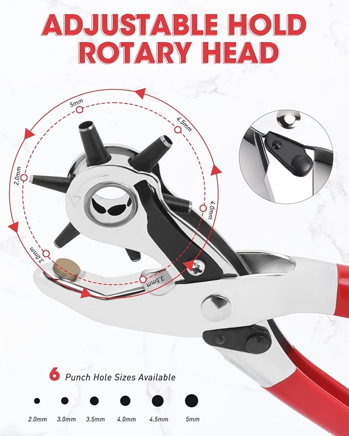 KingTool Professional Leather Hole Punch - Perfect for Belts, Watch Bands, Straps, Dog Collars, Saddles, Shoes, Fabric, DIY Home or Craft Projects