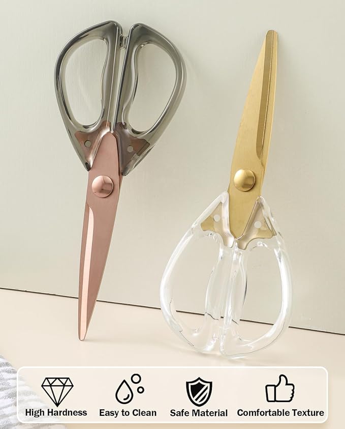 Kitchen Shears Scissors&Sharp Scissors, ARCHIKING 8.0inch Cooking Scissor-Meat and Poultry Shears, Dishwasher Safe, Acrylic Handel Scissors All Purpose Stainless Steel Utility Scissor (White)