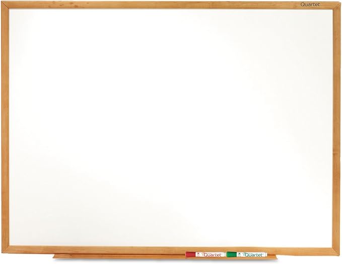 Quartet Whiteboard, Non-Magnetic Dry Erase White Board, 3' x 2', Total Erase, Oak Frame (S573)