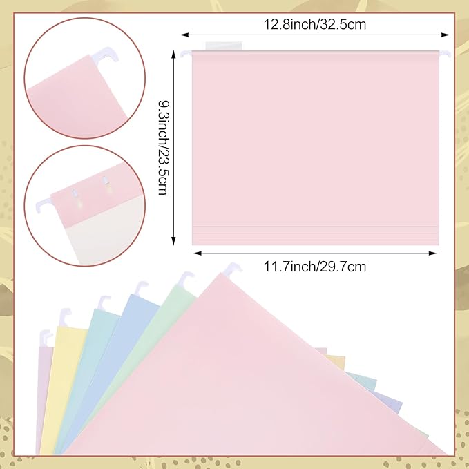 24 Hanging File Folder with Acrylic Organizer for Letter/a4 Size Desktop Clear File Storage Box with Handles for Home Work Office Use(Macaroon,Classic)