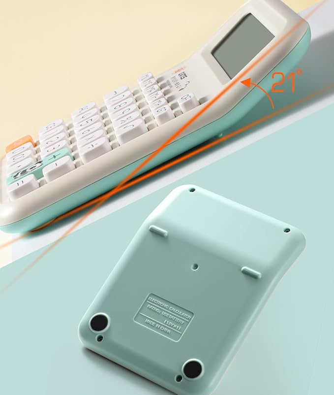 UNIONE Panda Calculator with a Bright LCD, Dual Power Handheld Desktop. Color. Business, Office, High School… (Beige)