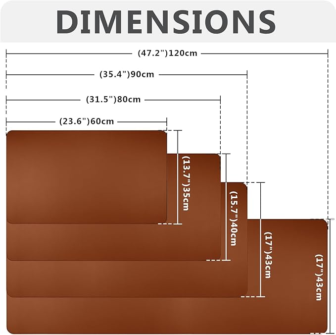 Brown PU Leather Desk Cover XVCute Desk Pad, 23.6"x13.8", for Top of Desks, Non-Slip, Office Accessories, Beige