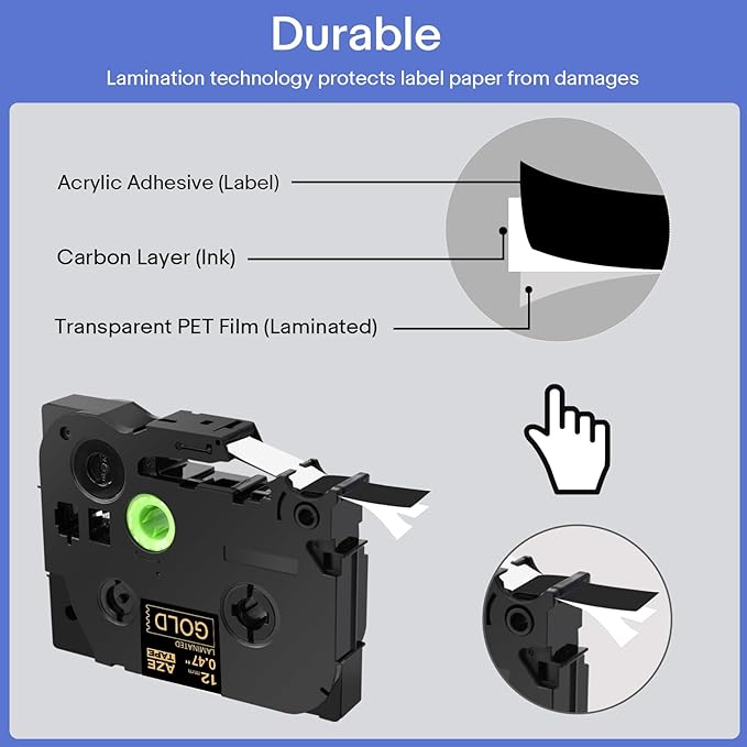 GREENCYCLE 3 Pack Compatible for Brother Ptouch Label Maker Tape TZe TZ Tape TZe-334 TZ-334 12mm 0.47 Laminated Gold on Black TZe334 TZ334 Label Tape for PT-D600VP PT-P750W PT-2730VP PT-D450