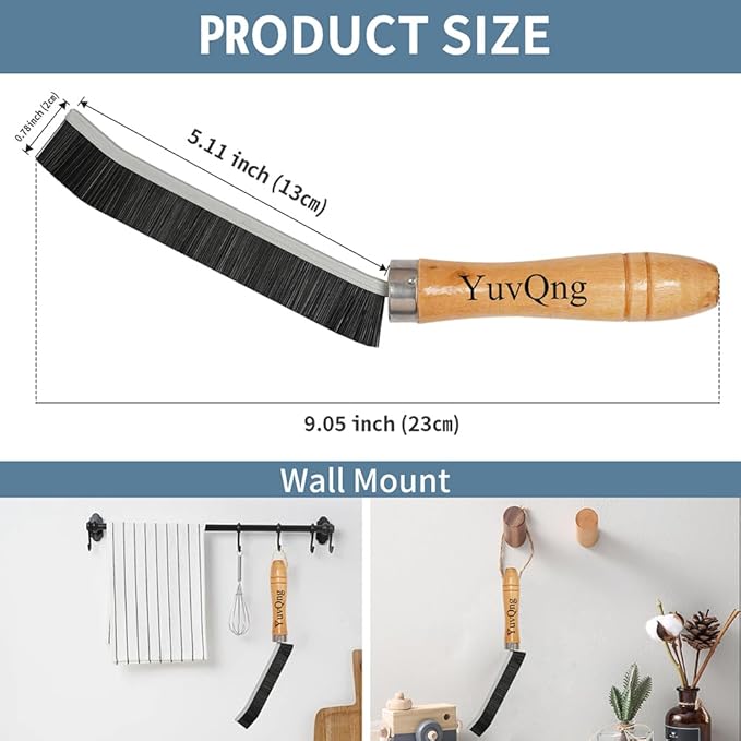 YuvQng 4-Piece Set Crevice Cleaning Brush - Multifunctional Hard Bristle Cleaning Brush for Bathroom, Kitchen, Window, Faucet, Toilet & Grout - Durable Household Cleaning Tools Essentials (Silvery)