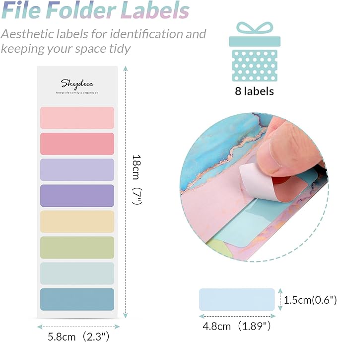 SKYDUE 5 Pockets Expanding File Folder, File Folders, Cute Accordion File Organizer with Labels (1 Pack, Lightblue)