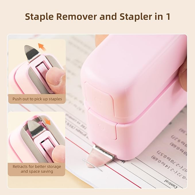 deli Stapler, Desktop Staplers with 1660 Staples and Integrated Staple Remover, 40 Sheet Capacity Office Stapler, 2 Pack, Pink