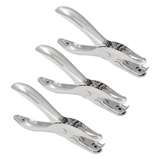 3Pcs 1/8”/ 3mm Small Mini Metal Hole Punchers Tiny Circle Shaped Hole Handheld Paper Punch Punchers for Greeting Cards, Paper, Invitations, 8 Sheet Punch Capacity