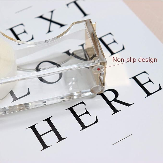 Stapler and Tape Dispenser Kit Acrylic Desk Organize Accessories Scissors Clear Tape Dispenser Gold Stapler Office Supplies