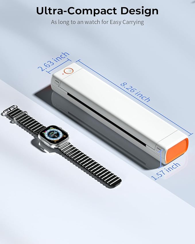 Phomemo Inkless Portable Printer for Travel - Wireless Thermal Printer Compatible with Phone & Laptop, Bluetooth Printers Supports 8.5" X 11" Letter Thermal Paper, Come with Carry Case