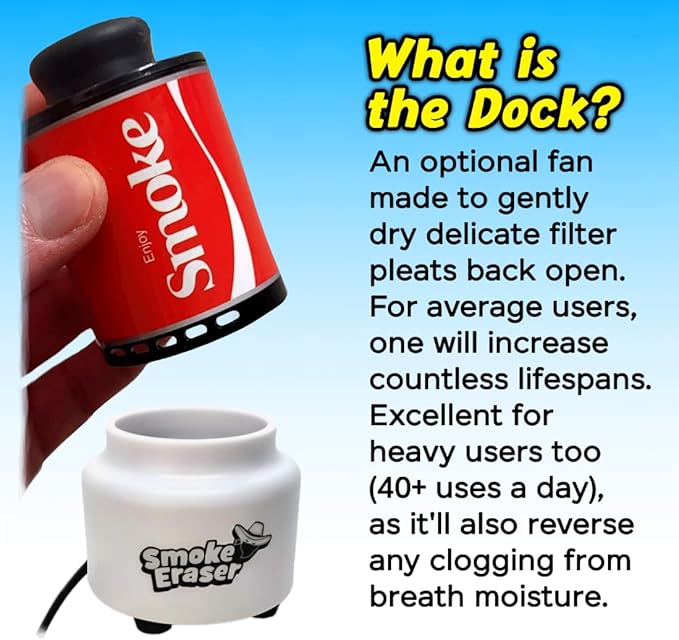 SmokeEraser + Dock | Combo Outlasts All as Dock Reverses Clogs & Increases Lifespans |Whether For You or a Smoke Buddy, All Nearby Benefit Too