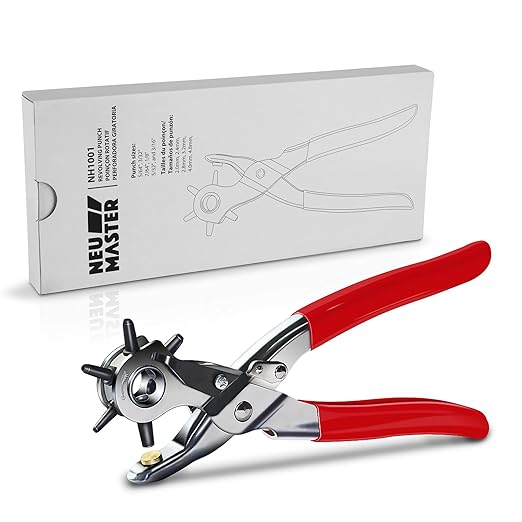 Hole Punch, NEU MASTER Heavy Duty Leather Hole Puncher for Belts, Watch Bands, Straps, Dog Collars, Saddles, Shoes, Fabric, DIY Home or Craft Projects