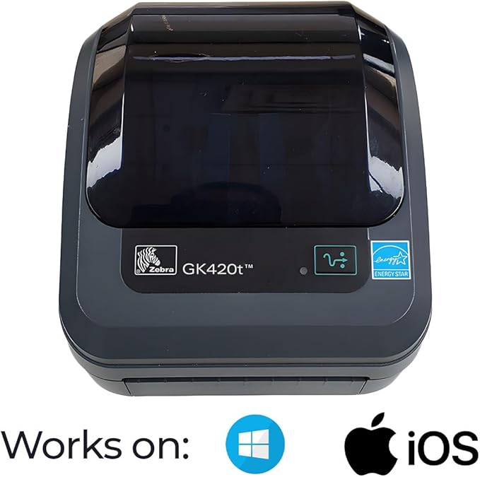 Zebra GK420T Direct Thermal Label Printer Bundle - Includes 1x Refurbished Zebra Label Printer GK 420T, 1x USB-B Cable and Cleaning Cloth - Monochrome Desktop Printer, Ethernet Connectivity (Renewed)