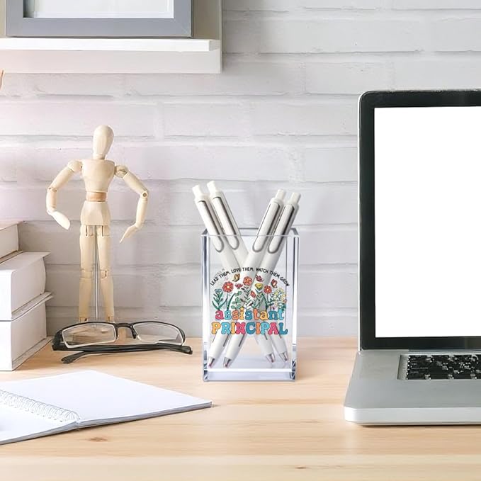 Lead Them Love Them Watch Grow Acrylic Cosmetic Pencil Pen Holder Cup, Cute Assistant Principal Pen Holder Cup, Graduation Appreciation Gifts for Women Men Assistant Principal