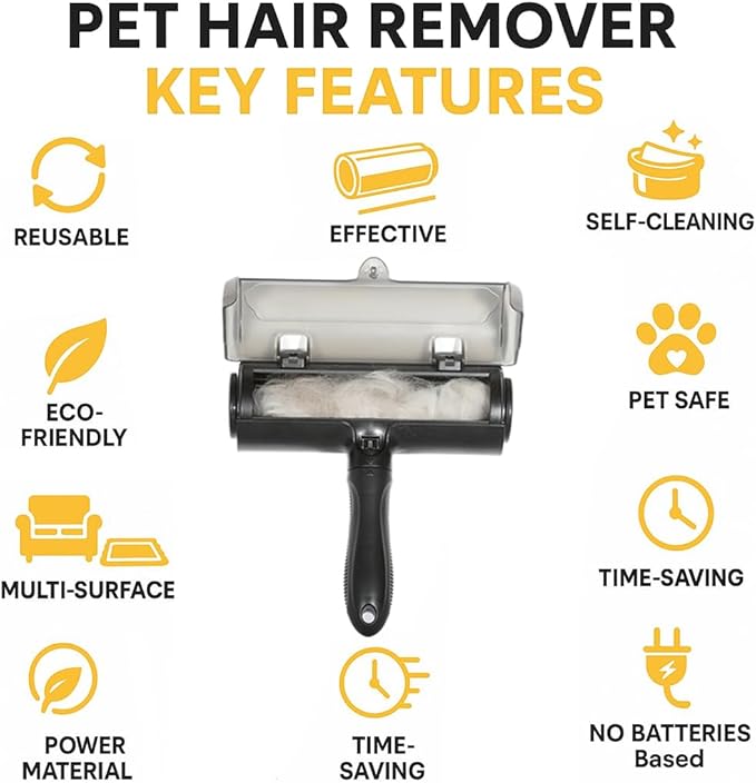 Pet Hair Removal Tool, Reusable Lint Roller & Carpet Cleaner for Dog & Cat Hair, Portable Couch Cleaner, Pet Hair Remover Broom for Furniture, Couch, Clothing & Bedding