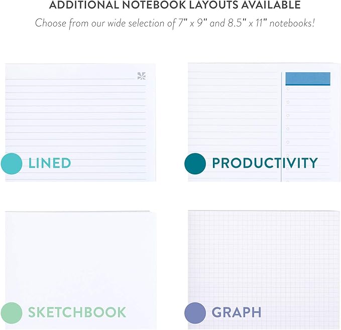 Erin Condren 7" X 9" Spiral Bound Dot Grid Journal Notebook - Mid Century Circles, 5Mm Dot Grid, 160 Page Writing, Drawing & Art Notebook, 80Lb Thick Paper, Stickers Included