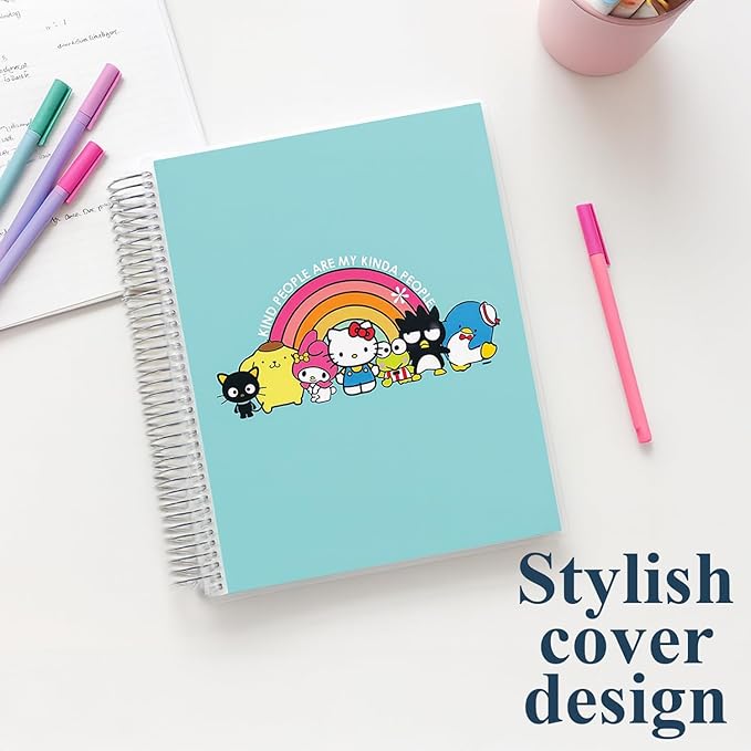 Erin Condren 8.5" X 11" Spiral Bound Productivity Notebook - Hello Kitty My Kinda People, 160 Lined Page & To Do List Organizer Notebook, 80Lb Thick Mohawk Paper, Stickers Included