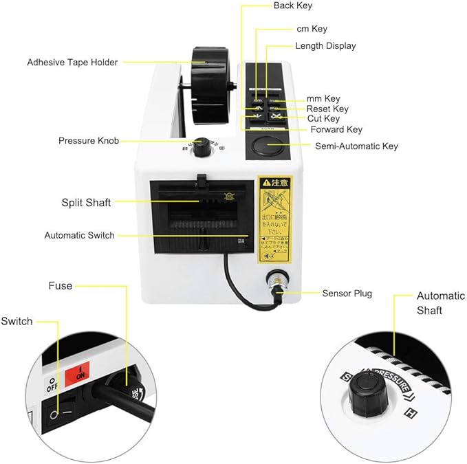 Auto Tape Dispenser, Automatic Electric Tape Cutter Ribbon Cutting Machine for Various Adhesive Tape(US Plug 110V)