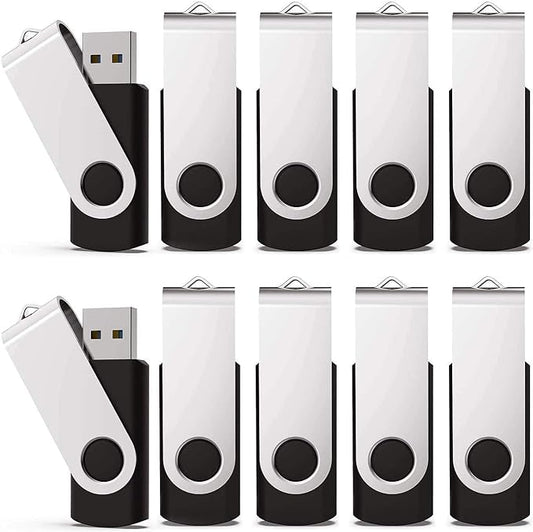 KEXIN 10 Pack 4GB Flash Drive Thumb Drive 4G USB Drive Memory Stick with LED Indicator, USB 2.0 Black